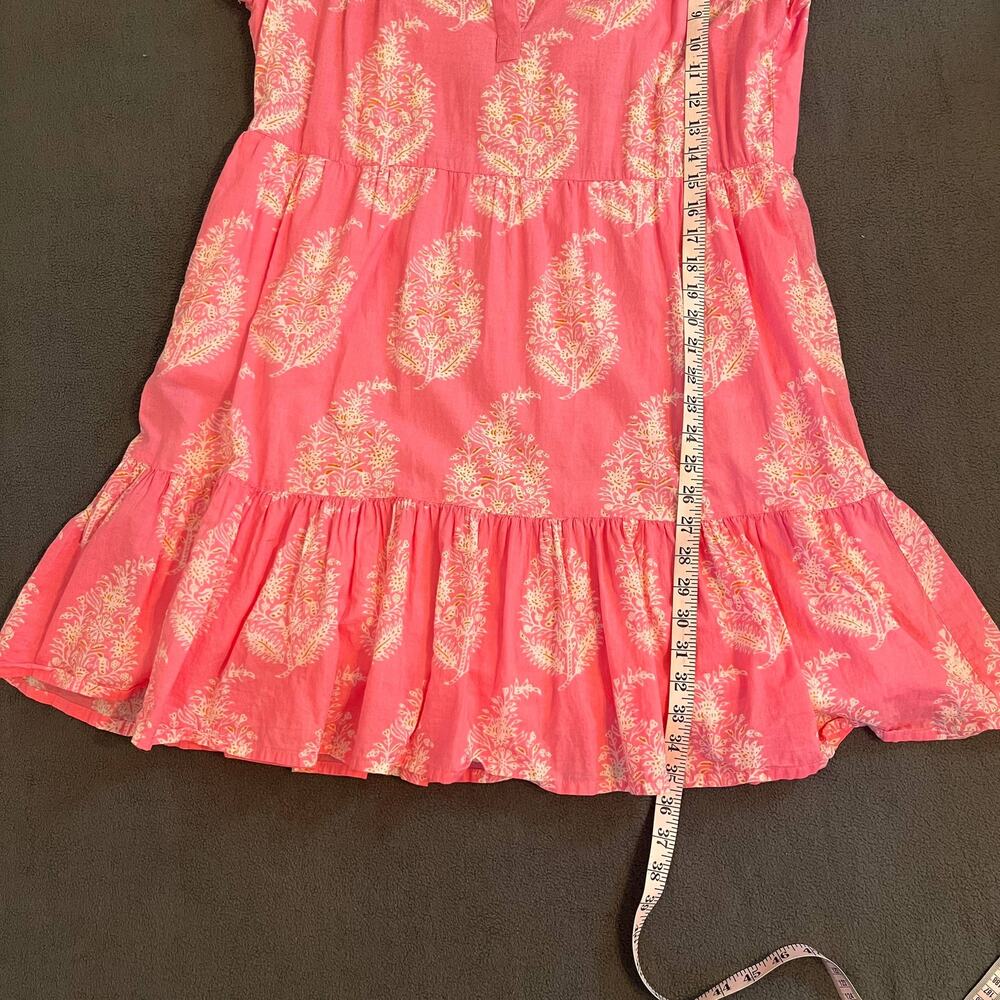 Madison Mathews Dress Sz XL Pink Tiered Cottage Floral Prairie Cotton Flowy FLAW - Picture 7 of 8